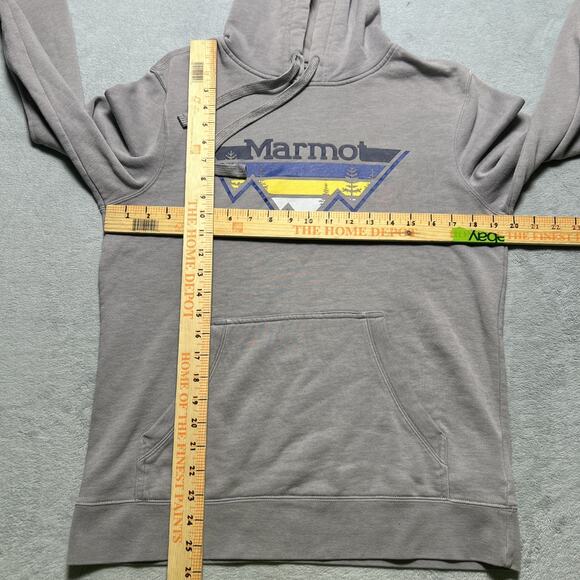 Marmot Hoodie Mens Small Hoody Mountain Pullover Gray Gym Hiking Casual - Picture 4 of 14